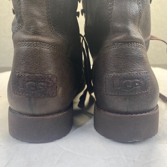 UGG Cavitt Antiqued Leather‎ Fur Lined Military Boots Shoes Size 9 Mens F19216G main image 13